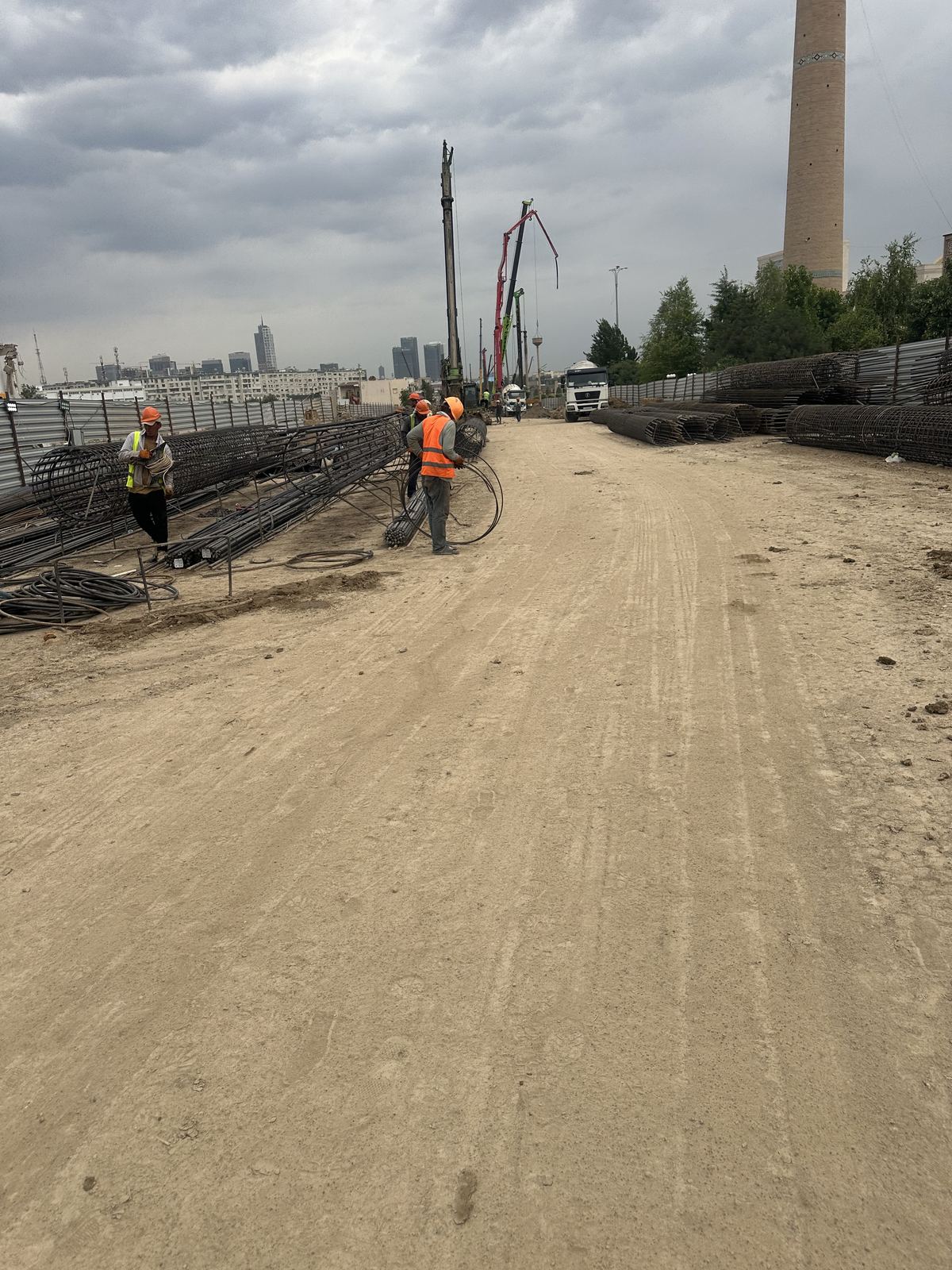 Rebar cages staged on site